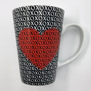 Zrike Vintage VGUC Artistic XOXO Love Heart Red Black Ceramic Mug